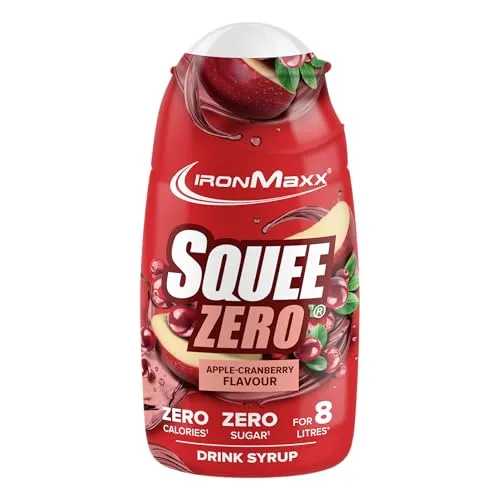 IronMaxx SqueeZero - Apple Cranberry 65ml | Sirup, Erfrischendes Geschmackserlebnis für 8 Liter, Zuckerfrei und Kalorienfrei in 100ml verzehrfertigem Getränk