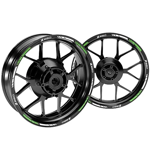 One-Wheel, Offiziell lizensierte Kawasaki Z650 Felgenaufkleber, Design V1 Felgenrandstreifen GP für Motorrad