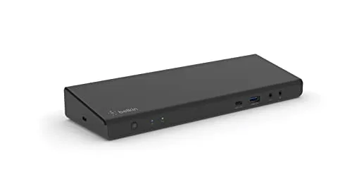 Belkin DisplayLink-Docking-Station für 3 4K-Bildschirme, USB Hub, 3 HDMI- und 2 DisplayPort-Anschlüsse, 85 W Power Delivery, Gigabit-Ethernet-Port, 3,5-mm-Klinkenanschlüsse, 1 USBC- und 5 USB-A-Ports