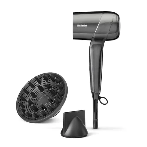 BaByliss D6200E Titanium Shine Haartrockner - Haartrockner mit digitalem Hochgeschwindigkeits-Motor für ultra-schnelles Trocknen und individuelles Styling – ideal für salonähnliche Ergebnisse zu Hause.