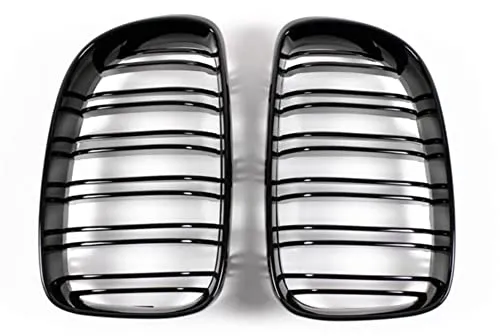 Nieren Kühlergrill SATZ 2x Zubehör Sport Frontgrill Modified Grill Niere Schwarz Glanz Doppelsteg ABS-Kunststoff X-Parts für 1er E81 E82 E87 E88 1023174