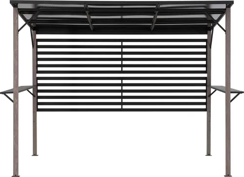 Sunjoy Stahl Whirlpool Pergola Denali 3x3 - Elegante Oase für Ihren Garten - Pavillon & Partyzelt mit pulverbeschichtetem Stahlrahmen, wetterbeständig und mit höhenverstellbaren Barregalen für zusätzlichen Komfort.