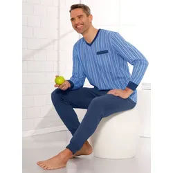 Schlafanzug, Herren, Gr. 60/62, blau (himmelblau, dunkelblau), 100% Baumwolle, Homewear-Sets