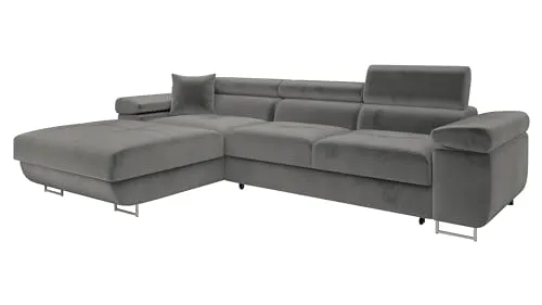 Mirjan24 Ecksofa Torezio Mini mit Schlaffunktion - Moderne L-Form Couch mit Bettkasten und verstellbaren Kopfstützen, ideal für gemütliche Wohnzimmer und Übernachtungsgäste.