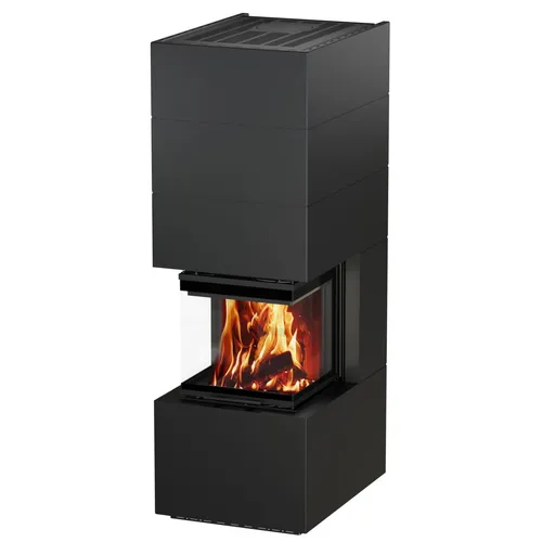 H&M Kaminbausatz Ready UH 500/500 schwarz 11kW 3-Seitig - Öfen für modernen Wohnstil, 11 kW Nennwärmeleistung, hohe Effizienz mit 80% Wirkungsgrad und externem Luftzufuhrstutzen für optimale Wärmeverteilung.