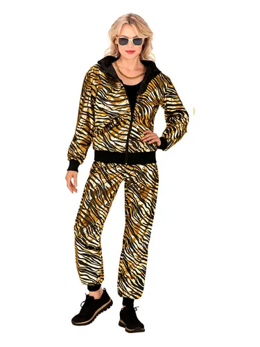 Carnival Party 2tlg. Kostüm ''Party'' in Gold/Schwarz, Größe L, Damen - Faschingskostüm in Gold/Schwarz, 39% Rabatt! Ideal für Karneval und Kostümpartys. Inklusive Oberteil und Hose mit Reißverschluss und Stehkragen. Material: 100% Polyester.
