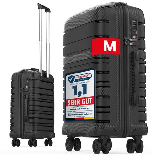 GENTOR Hartschalen-Trolley Koffer - Hartschalenkoffer mit 4 drehbaren Komfortrollen, TSA-Zahlenschloss und schickem, mattem Design in Schwarz - ideal für sicheres und stylisches Reisen.