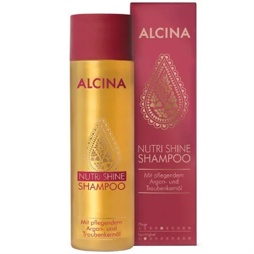 ALCINA Öl-Shampoo "Nutri Shine" mit Arganöl 500ml - Feuchtigkeitsspendendes Shampoo für alle Haartypen, ideal für coloriertes und trockenes Haar, mit reparierenden Eigenschaften durch Arganöl und Hyaluronsäure.