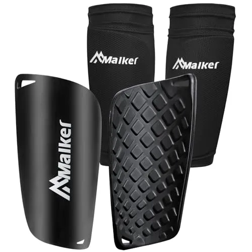 Malker Schienbeinschoner Fußball Set für Erwachsene und Jugend Kinder mit Socken Shin Guard und Leggings Kunststoff Tasche Fußball Ausrüstung Vermeidung von Verletzungen