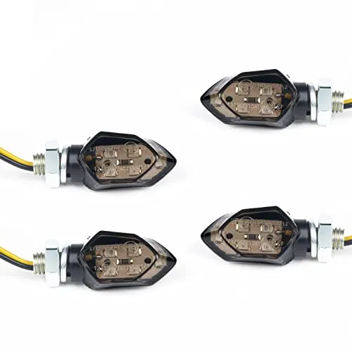 EXLECO 4Pcs M8 LED Motorrad Blinker DC 12V Micro Blinker E-geprüft Universal SMD Mini Motorradblinker Hintere Blinkerleuchte Seitenblinker Kontrollleuchten für Motocross Fahrrad Moped E Scooter Roller
