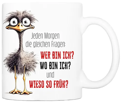 Cadouri Tasse mit Spruch JEDEN MORGEN Kaffeetasse Büro Arbeit, Geschenk, Keramik, Kaffeebecher, Geschenkidee Arbeitskollege, lustig, Humor, 330 ml