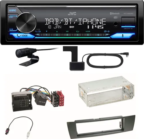 JVC KD-X482DBT Bluetooth Digitalradio für BMW E90 E91 E92 E93 - Komplettes Einbauset für BMW 3er mit DAB+ Digitalradio, Bluetooth-Freisprechfunktion und extrem geringer Einbautiefe von nur 100 mm.