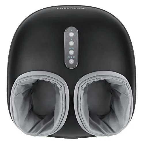 Medcursor Fußmassagegerät mit Wärmefunktion, tiefem Knetmassager, mehreren Einstellungen und einstellbarer Intensität für den Heim- oder Bürogebrauch (Schwarz)
