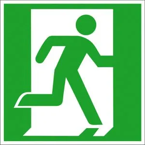 SafetyMarking Bodenmarkierung ISO 7010 E002 - Schilder mit nachleuchtender Rettungswegmarkierung, bis zu 50 Stunden Leuchtkraft, selbstklebend und rutschhemmend für optimale Sicherheit.