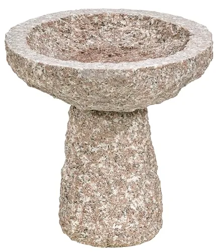Dehner Vogeltränke mit Standfuß, Ø 35 cm - Wetterbeständige und frostbeständige Vogeltränke aus Granit, ideal für Garten und Terrasse, sorgt für ausreichend Wasser für Vögel.