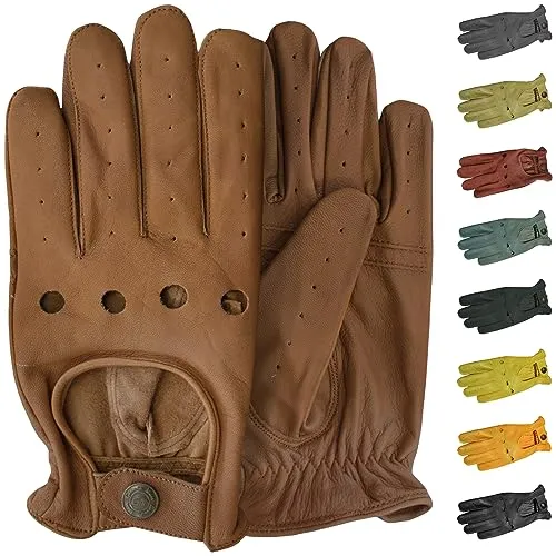 German Wear Lederhandschuhe Driving-GL1 - Handschuhe aus 100% echtem Leder in Karamell, ideal für Autofahrer und kombiniert Stil mit Komfort.
