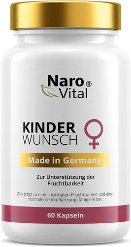 NaroVital Kinderwunsch Folsäure Kapseln 800 µg mit Mönchspfeffer - Hochdosierte Folsäure und 12 weitere Nährstoffe für Frauen, vegan und ohne Tierversuche. Ideal zur Unterstützung der Fruchtbarkeit und Qualität aus Deutschland.