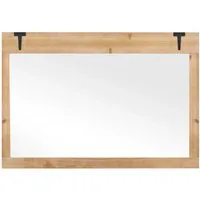 Costway Wandspiegel mit Holzrahmen 97 x 67 cm - Eleganter Wandspiegel mit natürlichem Holzrahmen für eine warme Atmosphäre. Ideal für Schminken und Kämmen, vielseitig montierbar und perfekt zur Wanddekoration.