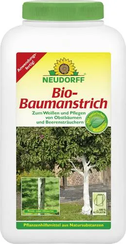 Bio-Baumanstrich Weißen + Pflegen von Obstbäumen 2 Liter Flasche - Dünger für gesunde Obstbäume, schützt und pflegt die Rinde nachhaltig.