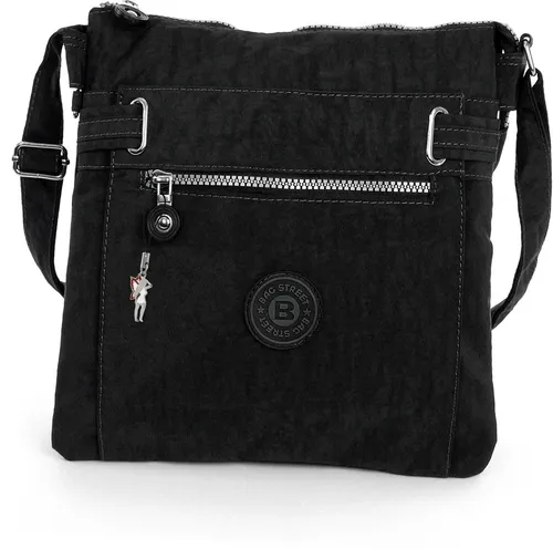 BAG STREET Umhängetasche Nylon Tasche - Stylische Umhängetasche aus strapazierfähigem Textilnylon, perfekt für Damen und Jugendliche. Ideal für den Alltag, Größe: 26x27x9cm, in elegantem Schwarz.
