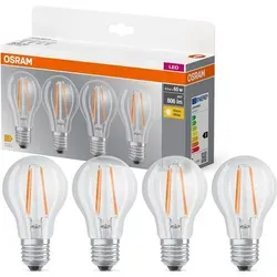 Osram Leuchtmittel Ledvance 4er Set E27 6,5 Watt LED Filament warmweiß