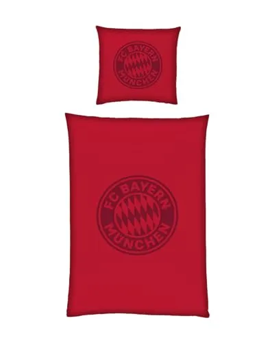 FC Bayern München Bettwäsche Satin 135x200 cm - Hochwertige Bettwäsche in Bordeaux mit FC Bayern München Design, aus 100% Baumwolle für hohen Schlafkomfort und stilvolle Optik.