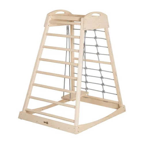 roba® Klettergerüst Montessori Indoor Spielturm, belastbar bis 70 kg - Spielplatz für drinnen, aus stabilem Massivholz, fördert die motorischen Fähigkeiten von Kindern ab 2 Jahren und bietet sicheren Spielspaß.