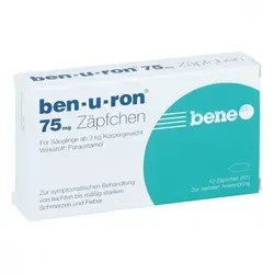Ben-u-ron 75mg Zäpfchen - Praktische Zäpfchen zur symptomatischen Linderung von leichten bis mäßig starken Schmerzen bei Säuglingen ab 3 kg Körpergewicht. Ideal für die Anwendung bei Fieber.
