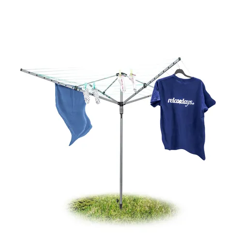 Robuste Wäschespinne mit Erdspieß - Wäscheständer für draußen, klappbar und verstellbar, mit 49,2 m Trockenfläche – ideal für effizientes Trocknen Ihrer Wäsche im Garten.