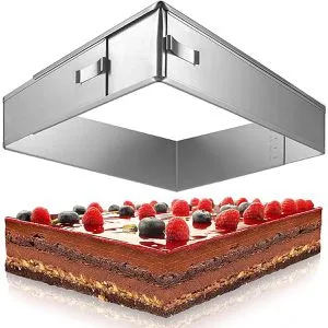 4smile Backrahmen rechteckig verstellbar – Edelstahl Backform rechteckig - Formstabile Kuchenform eckig zum Backen und für die Torten-Zubereitung