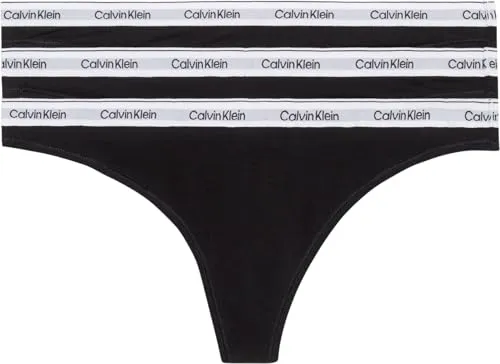 Calvin Klein Damen Strings Modern Logo Tangas, Schwarz, M - Funktionsunterwäsche mit CK-Branding, perfekt für Alltag und Sport. Der atmungsaktive Baumwollmix sorgt für hohen Tragekomfort und ein minimalistisches Design.