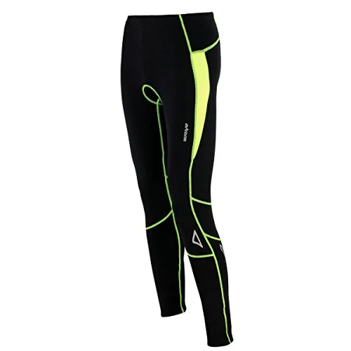 Airtracks Herren Winter Thermo Fahrradhose Lang Pro-T Thermo Hose Radhose Radlerhose Gepolstert Warm -SCHWARZ-NEON - XL