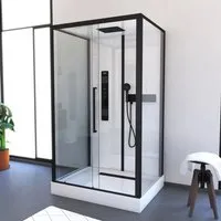 Aurlane CAB248 Duschkabine 900 mm - Elegantes Design mit Massagefunktion - Duschkabinen in Schwarz mit 6 mm Sicherheitsglas und patentierter Montage. Entspannen Sie mit der Hand- und Kopfbrause sowie der praktischen Ablage für Pflegeprodukte.