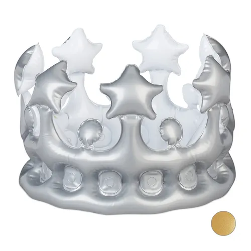 Aufblasbare Krone für Kostümpartys und Festivals - Spaßige aufblasbare Krone aus Kunststoff für alle Anlässe. Leicht und kompakt, ideal für Karneval und Festivitäten. Verleiht jedem Outfit einen königlichen Touch!