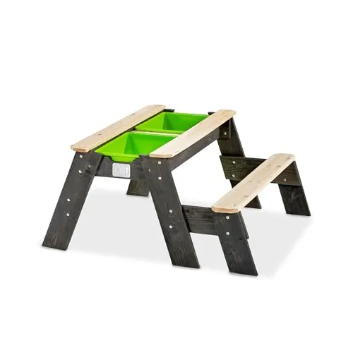 EXIT Toys Aksent Picknicktisch - Multifunktionaler Spieltisch für Kinder - Esszimmer Sitzbänke, aus 100% FSC Zedernholz, wetterfest und sicher für Kinder, ideal für Sand, Wasser und kreative Spiele im Garten.
