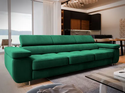 Masseno Bettsofa Mosine, Grün, Textil, 281x87x98 cm - Elegantes Bettsofa Mosine in Grün für Ihr Wohnzimmer. Mit verstellbaren Kopfstützen und stabiler Konstruktion bietet es hohen Sitzkomfort und Langlebigkeit – ideal für entspannte Stunden.