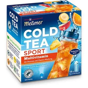 Meßmer Tee Cold Tea Sport Multivitamin, Früchtetee, kalt aufgießbar, 38,5 g, 14 Pyramidenbeutel