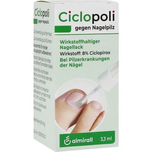 CICLOPOLI Nagellack gegen Nagelpilz 3,3 ml - Wirksamer Nagellack zur Bekämpfung von Nagelpilz, ideal für die gezielte Anwendung und schnelle Ergebnisse. Größe: 3,3 ml.