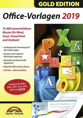 Markt & Technik Office 2019 Vorlagen Vollversion, 1 Lizenz Windows Vorlagenpaket