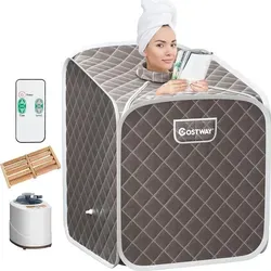 COSTWAY 2L Mini Dampfsauna - Heimsauna mit 9 Temperaturstufen und Fernbedienung, ideal für Entspannung und Entgiftung in nur wenigen Minuten.