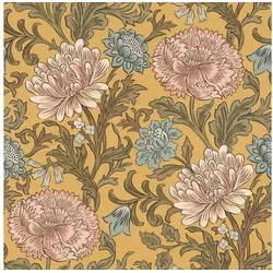 Rasch Tapeten 553147 - Bunte Vliestapete aus der Kollektion Salisbury mit Blüten Motiv in unterschiedlichen Farben auf Gelbem Hintergrund mit leichter Struktur – 10,05m x 53cm (L x B)