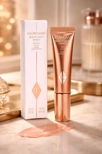 Charlotte Tilbury Beauty Light Wand High Blush Peachgasm - Rouge mit strahlendem Effekt, flüssige Formel für einen natürlichen Glow, ideal für einen frischen Teint.