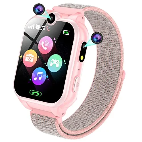 PTHTECHUS Smartwatch Kinder - 1.68'' Uhr Telefon für Mädchen Jungen mit Anruf, SOS, 18 Spiele, Musik, Kamera, Wecker, Taschenlampe, Kinderuhr Telefonieren Smart Watch Kids Geschenk