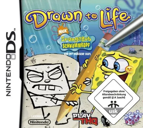 SpongeBob und der magische Stift - Drawn to Life - Partyspiel für Nintendo DS, wo du mit einem magischen Stift eigene Helden zeichnest und zum Leben erweckst – erlebe das kreative Chaos in Bikini Bottom!