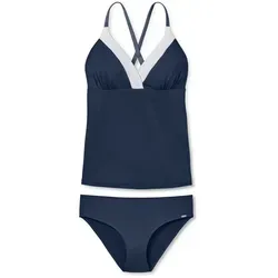 Schiesser Tankini Dunkelblau Größe 42 - Damen-Bikiniset von Schiesser, chlorbeständig und schnelltrocknend, ideal für den Strand oder Pool, bequem mit wattierten Cups und elastischem Bund.