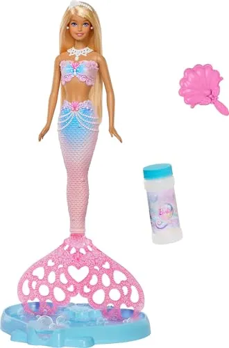 Mattel Barbie New Bubbletastic Mermaid (JLW56) - Entdecken Sie die Barbie New Bubbletastic Mermaid! Diese bezaubernde Puppe bringt Spaß ins Spiel mit sprudelnden Seifenblasen und fördert die Kreativität. Ideal für fantasievolles Spielen!