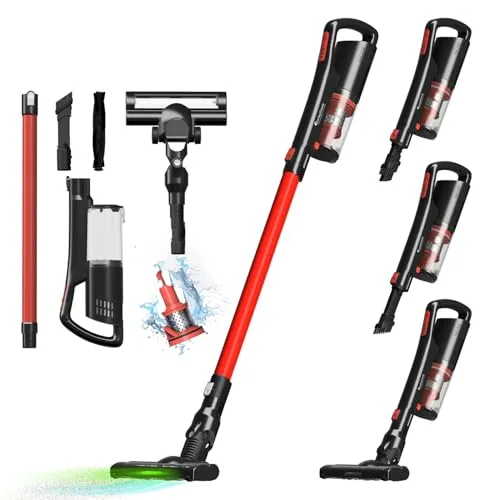 TurboTronic TT-LV8 Akku-Staubsauger 120W mit Laser-LED - Kabelloser 2-in-1 Staubsauger mit 11 kPa Saugkraft und grüner Laser-LED zur Stauberkennung. Bis zu 40 Minuten Laufzeit, leicht und beutellos – ideal für schnelle Reinigungen.