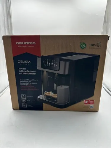 GRUNDIG KVA 7230 Kaffeevollautomat - Kaffeevollautomat mit 10 Kaffeespezialitäten, 1350 W Leistung und 19 Bar Pumpendruck für perfekten Kaffeegenuss. Integrierter Milchbehälter für cremigen Milchschaum und einfache Bedienung über Touch-Display.