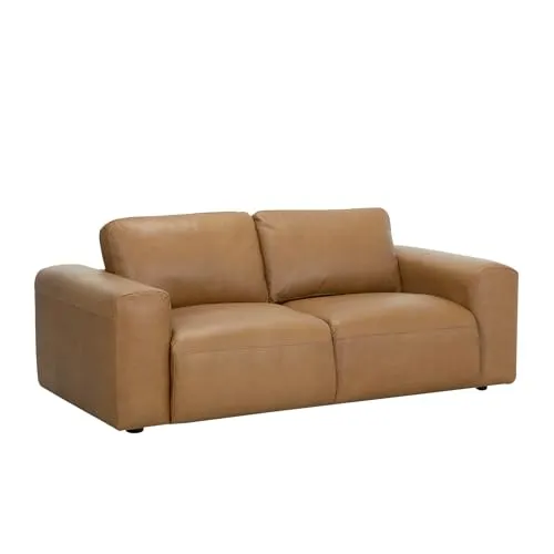 Riess Ambiente Echtleder Sofa Big George - 205cm - Cognac - Hochwertiges 2-Sitzer Sofa aus 100 % Echtleder in stilvollem Cognac. Mit komfortabler Federkernpolsterung für besten Sitzgenuss. Flexibel platzierbar dank echt bezogenem Rücken. Maße: 205 x 88 x 110 cm.