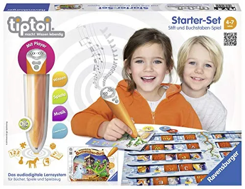 Ravensburger 00505 - Tiptoi Starter-Set Schatzsuche - Interaktives Lernspielzeug für Kinder von 4-7 Jahren. Spieler lernen Anlaute, Buchstaben und Silben durch faszinierende Spielmechanik mit beweglichen Türen.